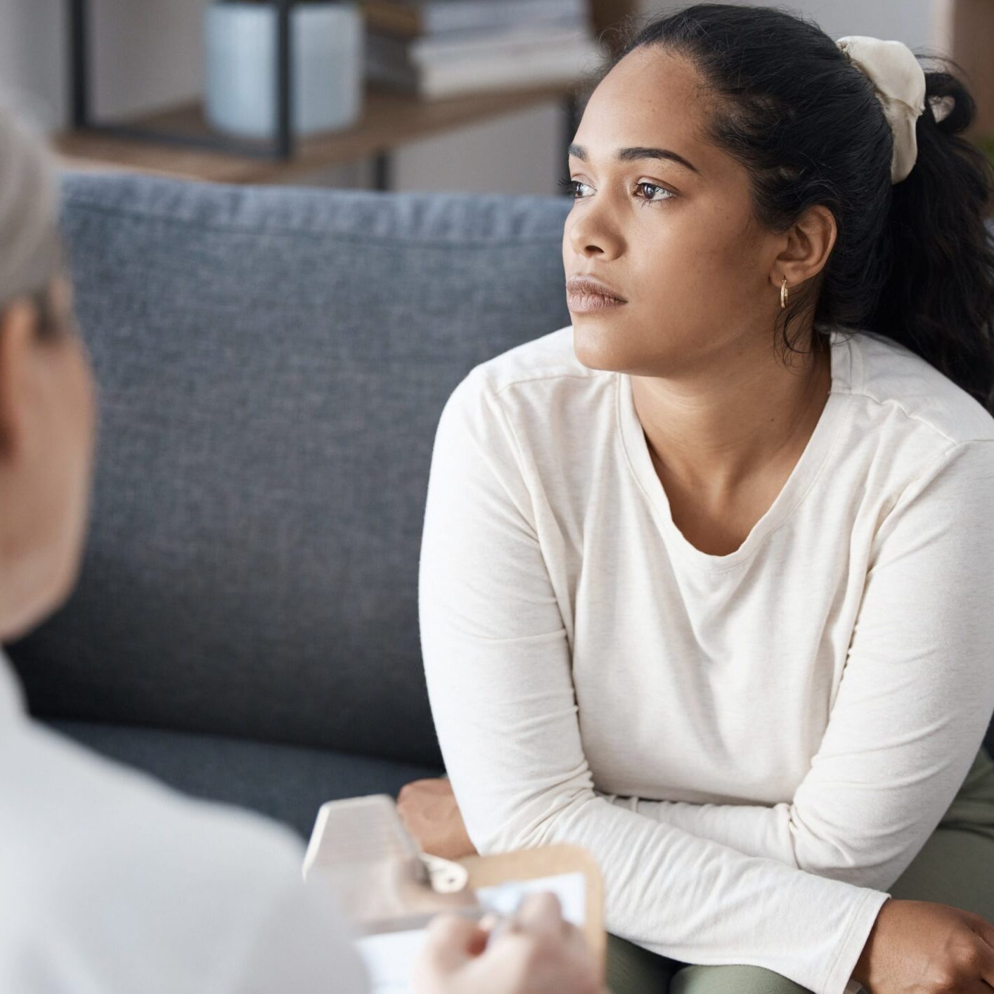 Licensed therapist speaking with a client during individual therapy in NYC